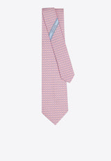 Ferragamo All-Over Vara Buckle Print Silk Tie Pink 351260 5 AIDA 784266 NA