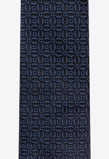 Ferragamo Gancini Jacquard Silk Tie Blue 351265 5 AOSTA7J 784487 F BLU SCURO