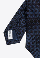 Ferragamo Gancini Jacquard Silk Tie Blue 351265 5 AOSTA7J 784487 F BLU SCURO