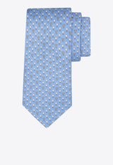 Ferragamo Golf and Gancini Print Silk Tie Light Blue 351280 5 ALBATROSS 784521 F AZZURRO