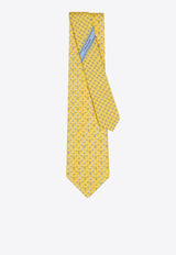 Ferragamo Golf and Gancini Print Silk Tie Yellow 351280 5 ALBATROSS 784524 BEIGEPATTLIGHT/PASTEL