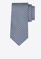 Ferragamo Geometric Print with Vara Plaque Silk Tie Gray 351296 5 ASTRO 786490 NA