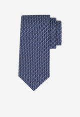 Ferragamo Tennis Print Silk Tie Royal Blue 351329 5 BATTUTA 789191 BLUE PATTERNED BRIGHT