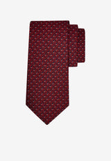 Ferragamo Gancini Jacquard Silk Tie Bordeaux 351355 5 BIELLA7J 789253 RED PATTERNED DARK