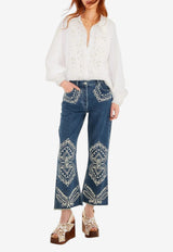 Farm Rio Embroidered Lace Buttoned Shirt Off-white 351924_OFF-WHITE