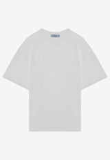 Prada Triangle Logo Crewneck T-shirt White 3556BOOO11CD/Q_PRADA-F0009