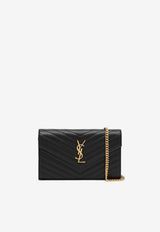 Saint Laurent Cassandre Quilted Leather Chain Clutch Black 377828BOW01/R_YSL-1000