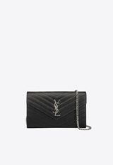 Saint Laurent Cassandre Quilted Leather Chain Clutch Black 377828BOW02/Q_YSL-1000