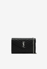 Saint Laurent Cassandre Quilted Leather Chain Clutch Black 377828BOW02/R_YSL-1000