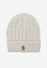 Moncler Grenoble Logo Patch Knitted Beanie White 3B00001M5381/R_MONGR-04A