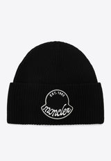 Moncler Logo Embroidered Wool Beanie Black 3B00029M1242/R_MONCL-999