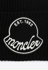 Moncler Logo Embroidered Wool Beanie Black 3B00029M1242/R_MONCL-999