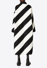 Valentino Single-Breasted Oversized Striped Coat Monochrome 3B0CA6Y26JA 0NA