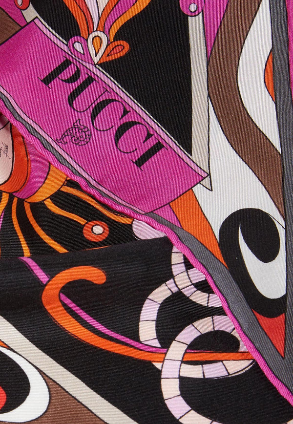 Emilio Pucci Large Fungo-Print Silk-Twill Scarf Multicolor 3RGB70 3RC35 1