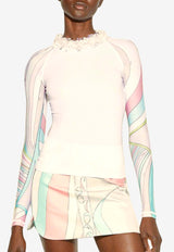 Pucci Fiamme Print Long-Sleeved Top 3RJM42 3R643 100 Ivory