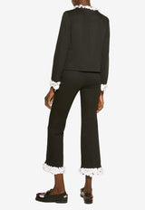 Emilio Pucci Sequined-Hem Tailored Pants Black 3RRT40 3R601 999