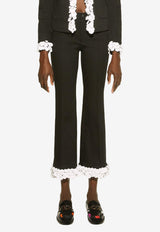 Emilio Pucci Sequined-Hem Tailored Pants Black 3RRT40 3R601 999