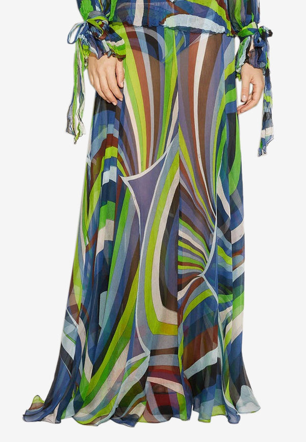 Pucci Iride-Print Chiffon Maxi Skirt Multicolor 3RRW21 3R782 020