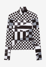 Pucci Giardino Print Mock-Neck Top Gray 3UJM32 3U785 002