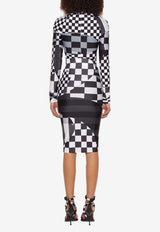 Pucci Giardino Print Mock-Neck Top Gray 3UJM32 3U785 002