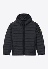 Stone Island Junior Boys Compass Patch Hooded Down Jacket Black 4100011-BS0024/Q_STONE-V0029