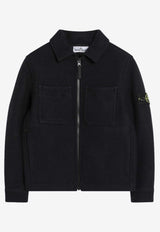 Stone Island Junior Boys Compass Patch Zip-Up Jacket Navy 4100014-CS0206_STONE-V0020