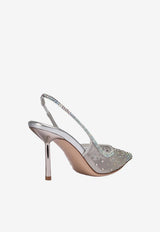 Le Silla Nicole 80 Crystal Embellished Slingback Mesh Pumps Silver 4247D080BYPPWAS 921