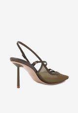 Le Silla Morgana 80 Slingback Mesh Pumps 4293D080BXPPNEM 961 Brown