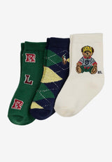 Polo Ralph Lauren Kids Babies Polo Bear Socks - Set of 3 Multicolor 441P03153001CO/R_POLOR-IN