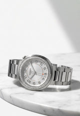 Large Hermès Cut 36mm Watch in Single Tour Bracelet and Diamond Bezel