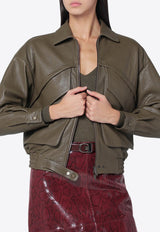 Salvatore Santoro Leather Cropped Jacket Green 49004LE/R_SSANT-OL