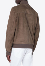 Salvatore Santoro Suede Leather Bomber Jacket Brown 49578LE/R_SSANT-TE