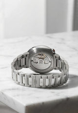 Large Hermès Cut 36mm Watch in Single Tour Bracelet and Diamond Bezel