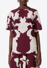Valentino Metamorphos Gryphon Print T-shirt Bordeaux 4B0AE9F08L7 YUS