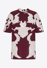 Valentino Metamorphos Gryphon Print T-shirt Bordeaux 4B0AE9F08L7 YUS