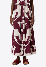 Valentino Metamorphos Gryphon Print Midi Skirt Bordeaux 4B0RABC58L7 YUS