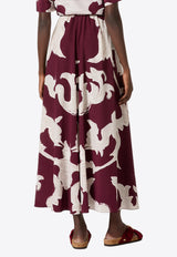 Valentino Metamorphos Gryphon Print Midi Skirt Bordeaux 4B0RABC58L7 YUS