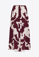 Valentino Metamorphos Gryphon Print Midi Skirt Bordeaux 4B0RABC58L7 YUS