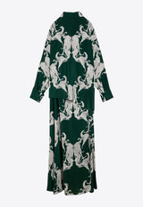Valentino Metamorphos Siren Silk Printed Maxi Shirt Dress Green 4B0VA8778LS YW9