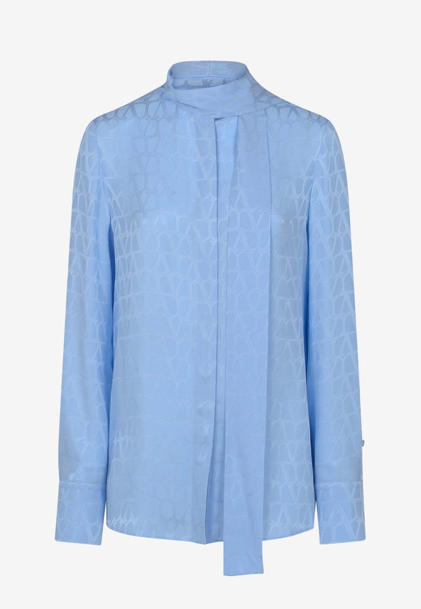 Valentino Toile Iconographe Silk Shirt Light Blue 4B3AB5T77TK W02