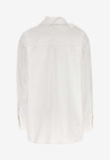 Valentino Rose Appliqué Long-Sleeved Blouse 4B3AB5V05A6 001 White
