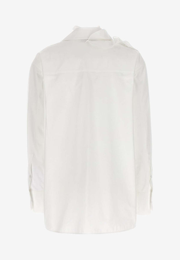 Valentino Rose Appliqué Long-Sleeved Blouse 4B3AB5V05A6 001 White