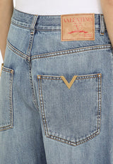 Valentino Washed Straight Jeans 4B3DD16L8CR/O_VALE-508 Blue