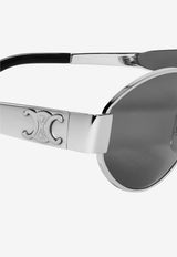 Sunglasses <ul><li>Frame material: metal</li><li>Lens material: acetate</li><li>Frame color: silver</li><li>Lens color: smoke</li><li>Frame shape: oval</li><li>Adjustable nose pads: yes</li><li>Logo print/detail: tonal embossed signature logo</li><li>Style: 4S235CMLB</li></ul> 4S235CMLB.35SG