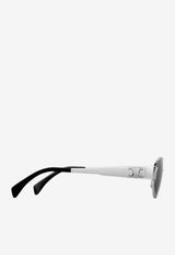 Sunglasses <ul><li>Frame material: metal</li><li>Lens material: acetate</li><li>Frame color: silver</li><li>Lens color: smoke</li><li>Frame shape: oval</li><li>Adjustable nose pads: yes</li><li>Logo print/detail: tonal embossed signature logo</li><li>Style: 4S235CMLB</li></ul> 4S235CMLB.35SG