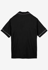 Valentino Piped-Trim Silk Bowling Shirt Black 4V0AAD068L0/O_VALE-0NO