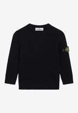 Stone Island Junior Boys Logo Patch Wool Sweater Blue 5100010-CS0C02/R_STONE-V0020