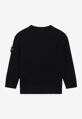 Stone Island Junior Boys Logo Patch Wool Sweater Blue 5100010-CS0C02/R_STONE-V0020