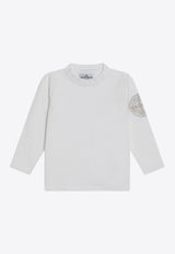 Stone Island Junior Boys Compass Embroidered Long-Sleeved T-shirt White 5100012-BS00B0/Q_STONE-V0001