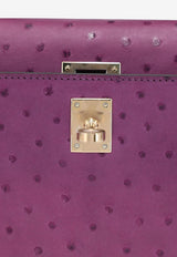 Kelly Pochette Clutch Bag in Violet Ostrich with Gold Hardware
